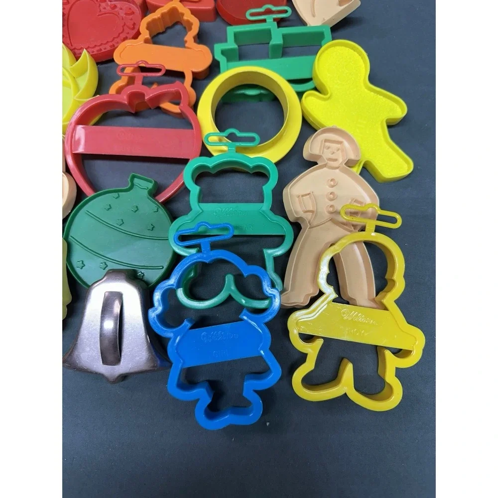 Vintage Lot of 38 Cookie Cutters Wilton Plastic Metal Holiday Christmas Birthday